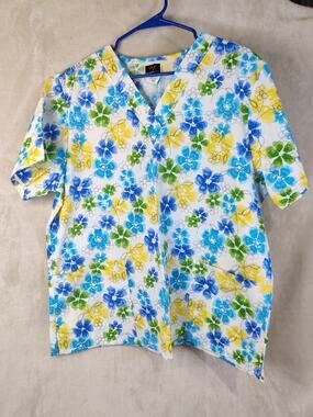 Los Angeles Rose Inc Scrub Top Floral Size XL